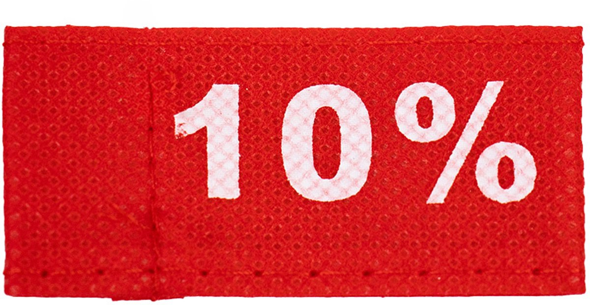 50x Kledinglabel 3x6cm - 10% rood