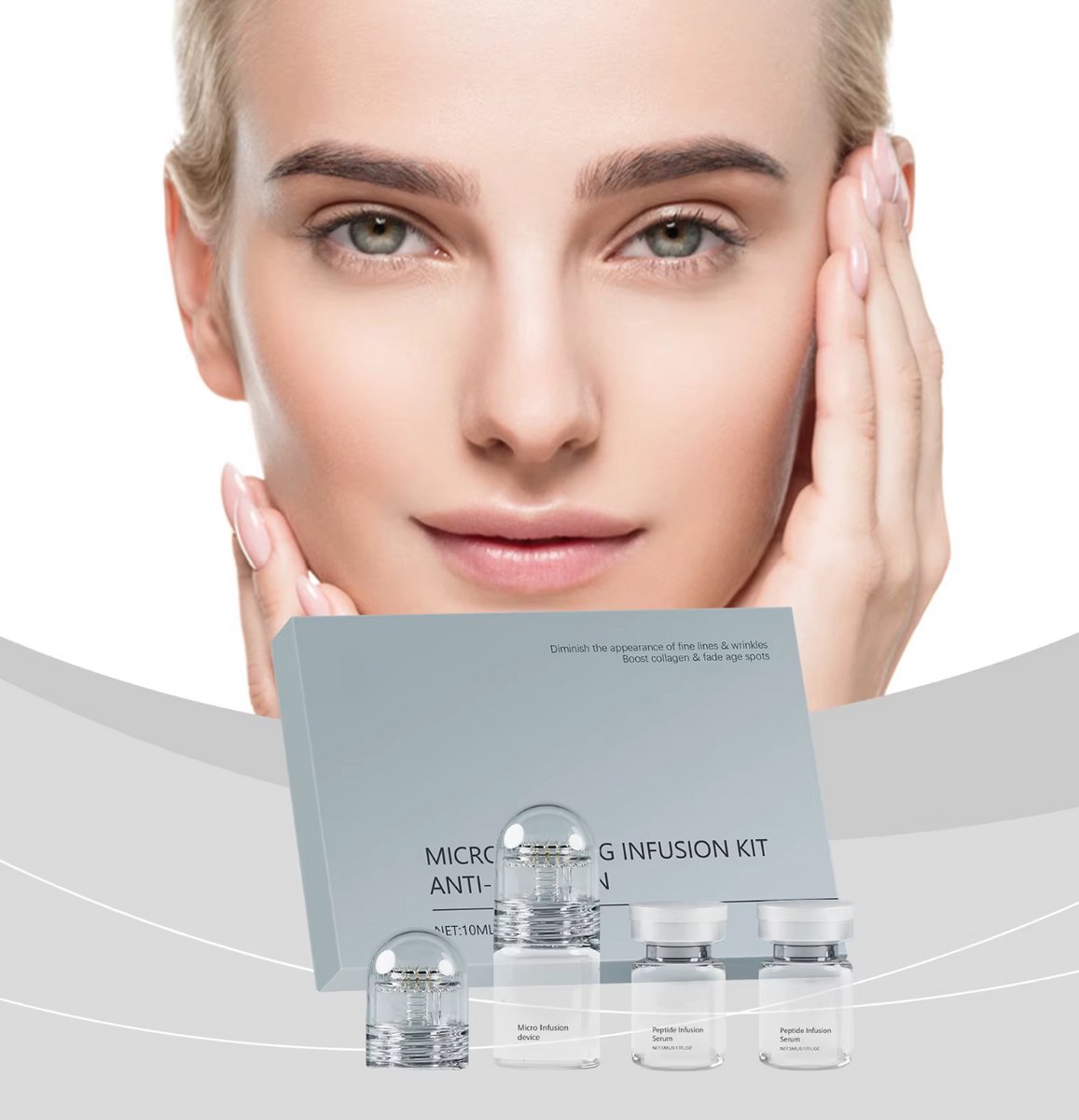 Professionele Microneedling Set - Inclusief Hyaluronzuur Ampullen (2) - Derma Roller Device - Anti-Aging - Tegen Rimpels & Littekens & Grove Poriën - Intensieve Huidverjonging - Skin booster - Duo Pack
