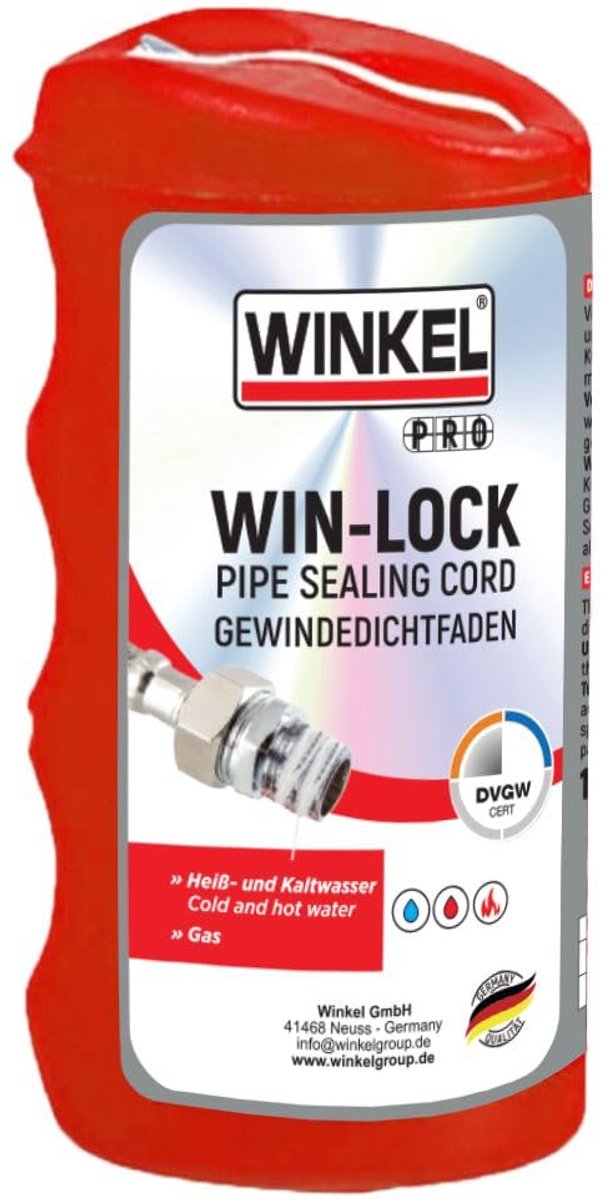 WIN-LOCK Afdichtingsdraad 160m – DVGW Gecertificeerd – Voor Gas, Drinkwater en CV Installaties – Voor Metaal en Kunststof Schroefdraad