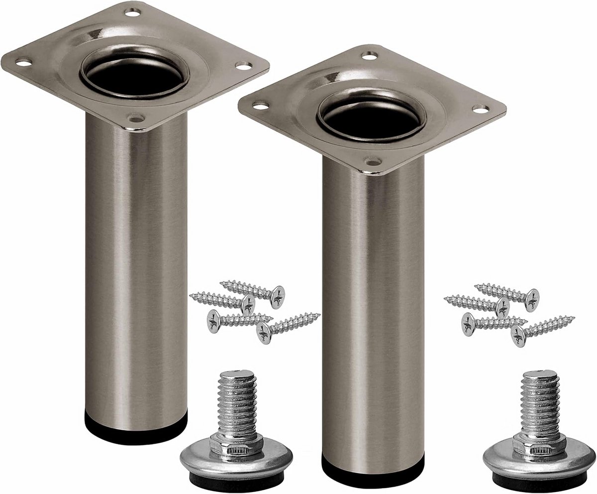 Verstelbare Meubelpoten Rond Geborsteld Staal Hoogte 60 cm