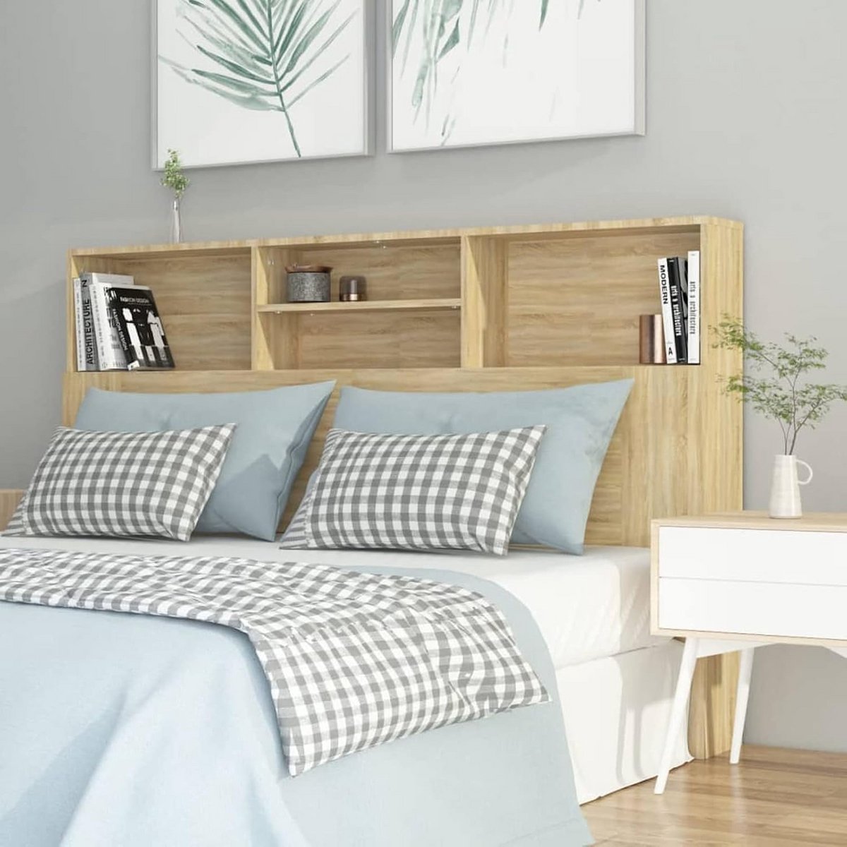 Hoofdbord met Opbergruimte Sonoma Eiken voor Bed 160 cm