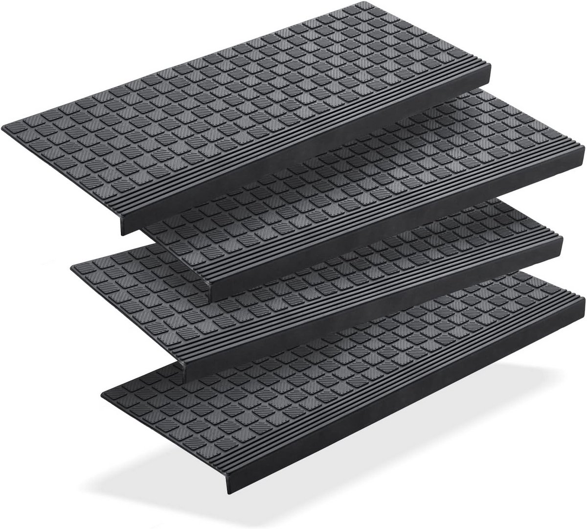 Set van 4 Antislip Trapmatten Rubber met Randbescherming Buiten - Weerbestendig
