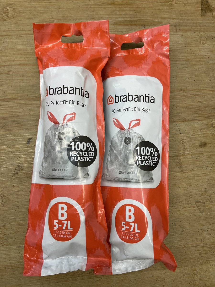 2x Brabantia PerfectFit Afvalzak met trekbandsluiting - 5 l - Code B - 20 stuks