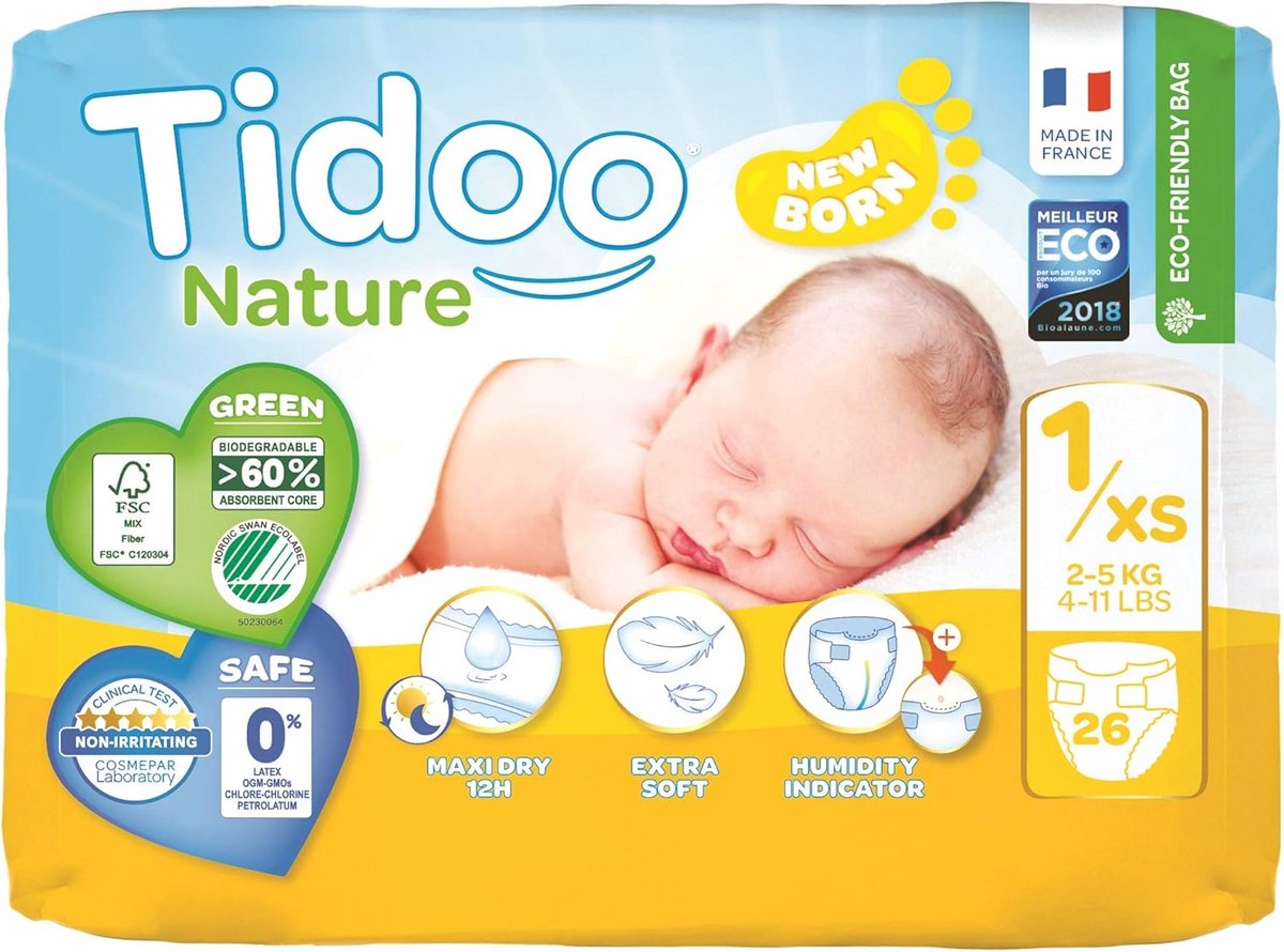 Biologisch katoenen luiers voor pasgeborenen | 2-5 kg | 26 stuks