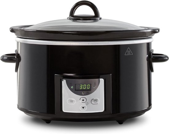 Florixa® Slowcooker met timer - Slowcooker - Crockpot - Zwart - 31cm x 23cm x 30cm