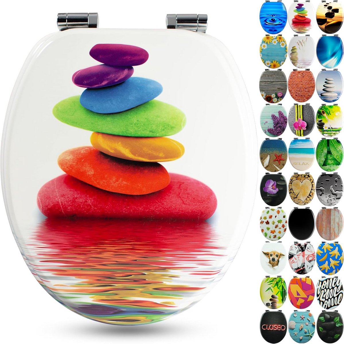Comfortabel Houten Toiletbril met Softclose en Kleurrijke Designs