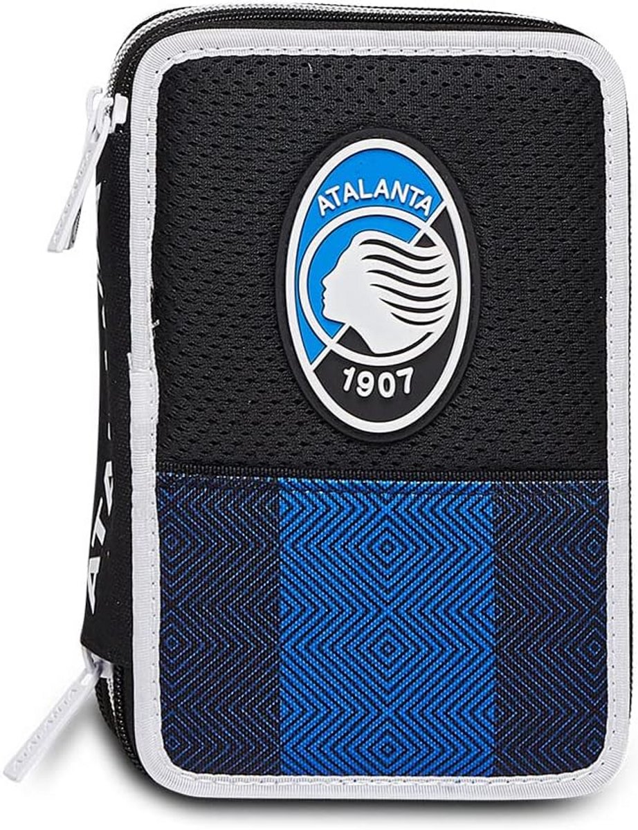 Complete Etui met 3 Vakken voor School - Voetbalthema Blauw - Inclusief Schrijfwaren