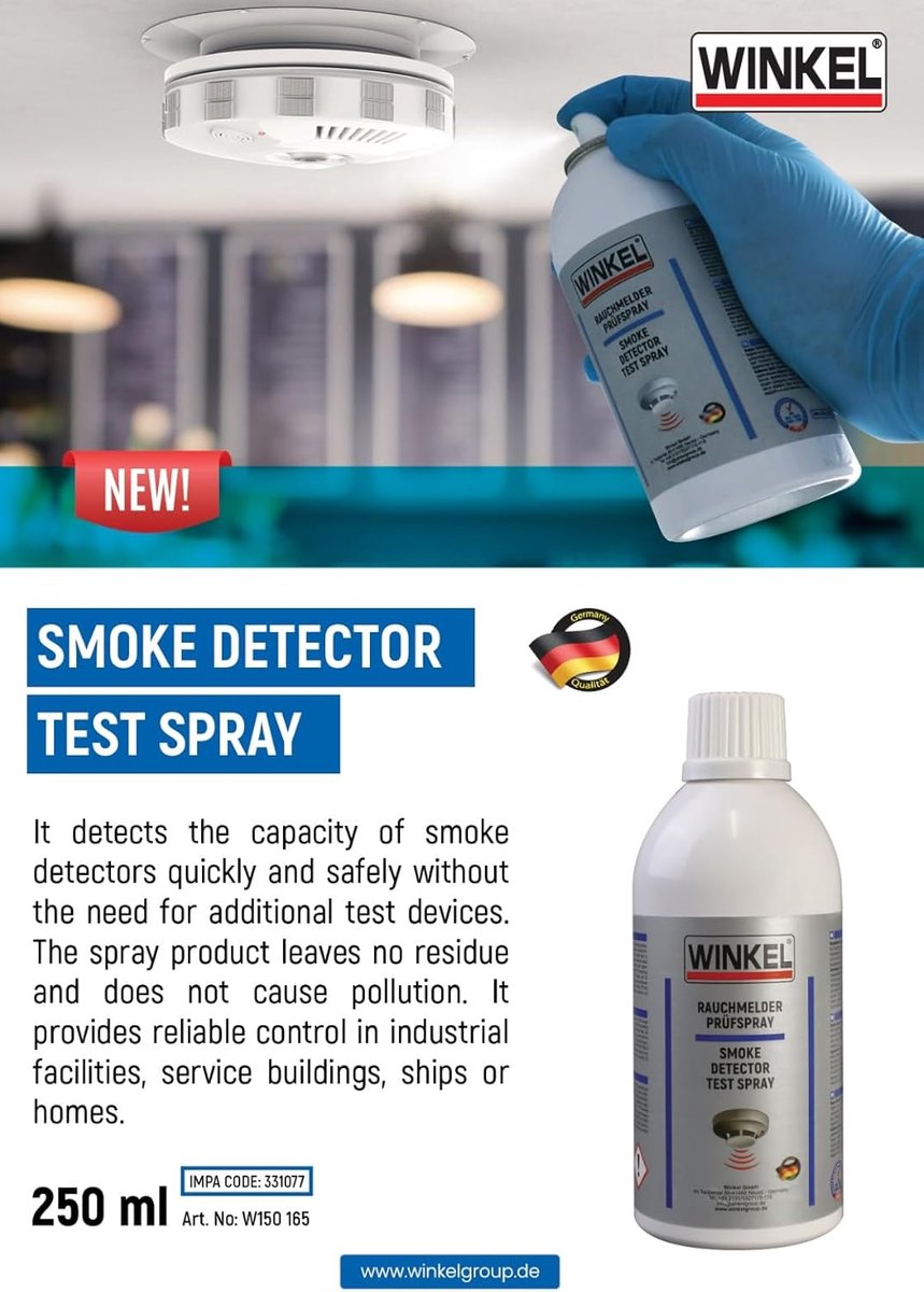 WINKEL Rookmelder Testspray 250 ml – Testgas voor Rookmelders – Residuvrij & Veilig