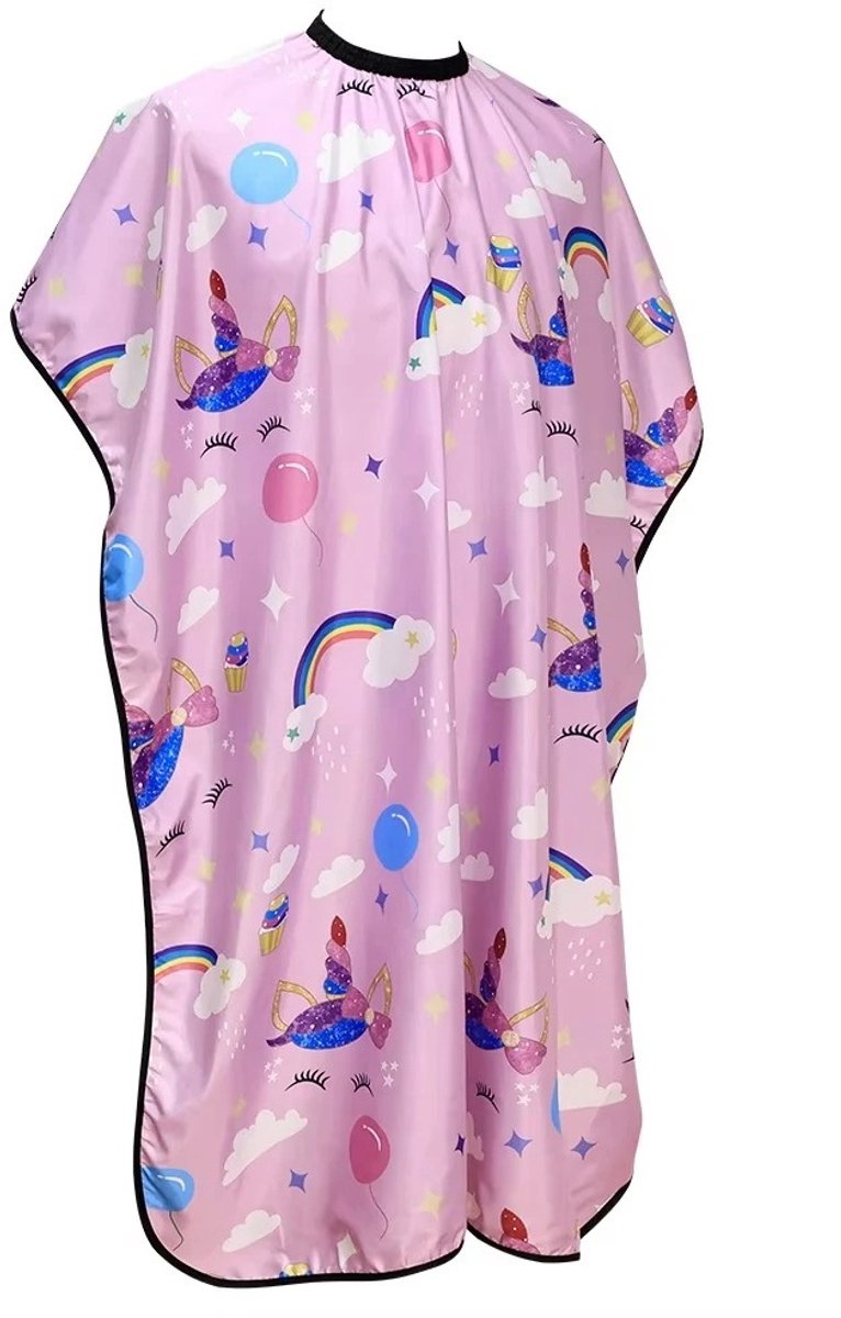 Kapmantel - Kappersmantel - Kappersschort Waterproof - Kinderen - Regenboog - Roze