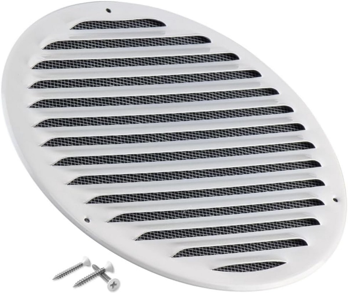 Rond Ventilatierooster 200mm Wit met Insectengaas - Plaatstaal Luchtrooster