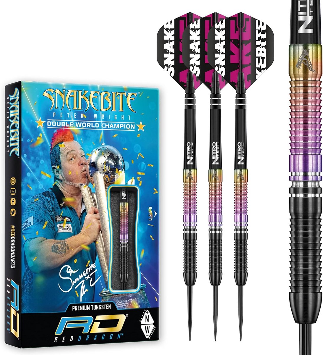 Tungsten Darts Set Wereldkampioen Editie inclusief Flights en Stems