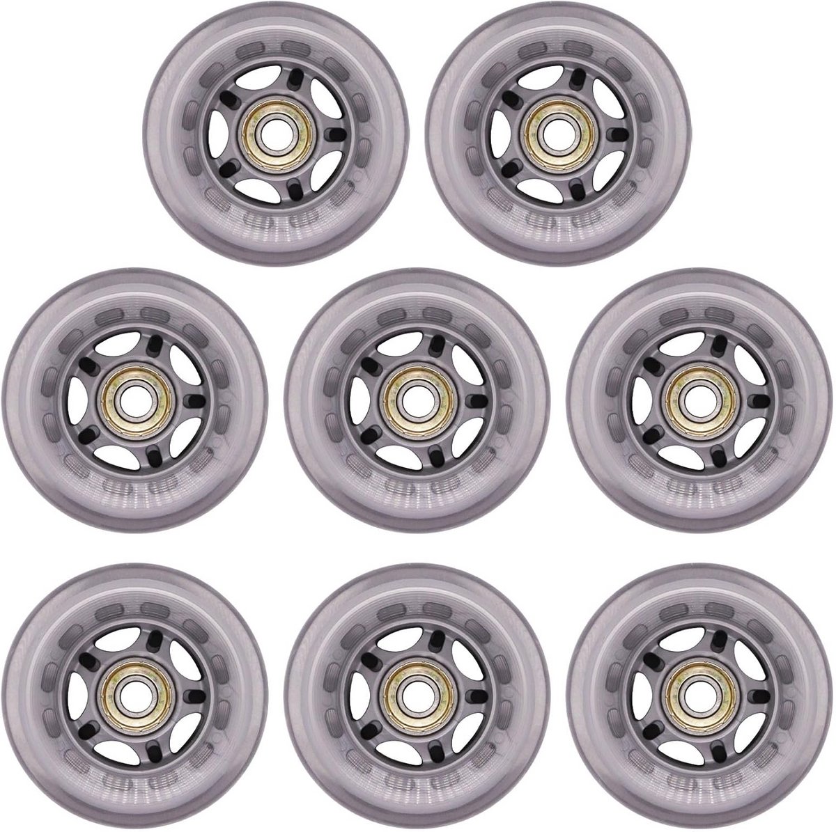 Set van 8 Inline Skate Wielen 76mm met Lagers - Doorzichtig Rolschaatsen, Buiten & Binnen Gebruik