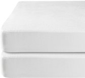 2x Molton Imperméable 180 X 200 cm - Arbascass - Hoeslaken Tissu de Molton Protège-Matelas - Respirant - Antibactérien - Protège-Matelas Incontinence - Élastique Tout Autour - Wit