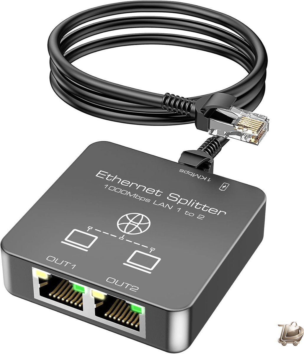 Ethernet Splitter 1 naar 2 Poorten - RJ45 LAN 1000Mbps - Gigabit Netwerk Adapter - Internet Verdeler Switch - Cat 8 7 6 5e 5 Compatibel - TV Box Gaming PC Computer - PS5 PS4 Xbox Laptop Router