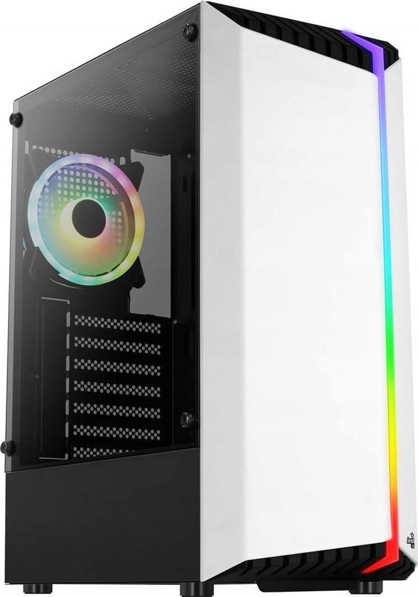 Gaming PC Behuizing Wit met Gehard Glas en RGB Ventilator