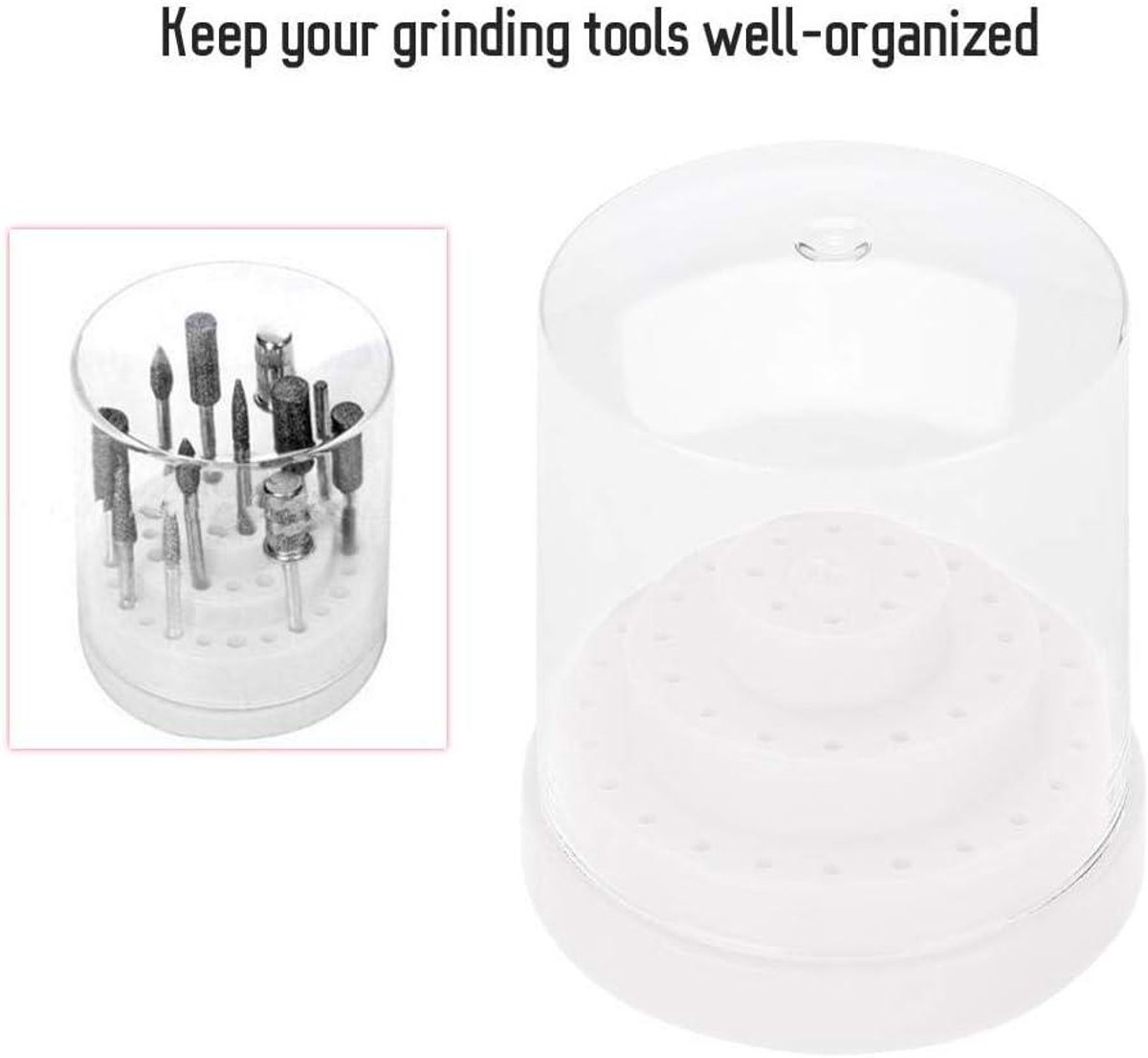 Professionele Nail Art Nagelboorhouder & Organizer Box - 48 gaten - Wit