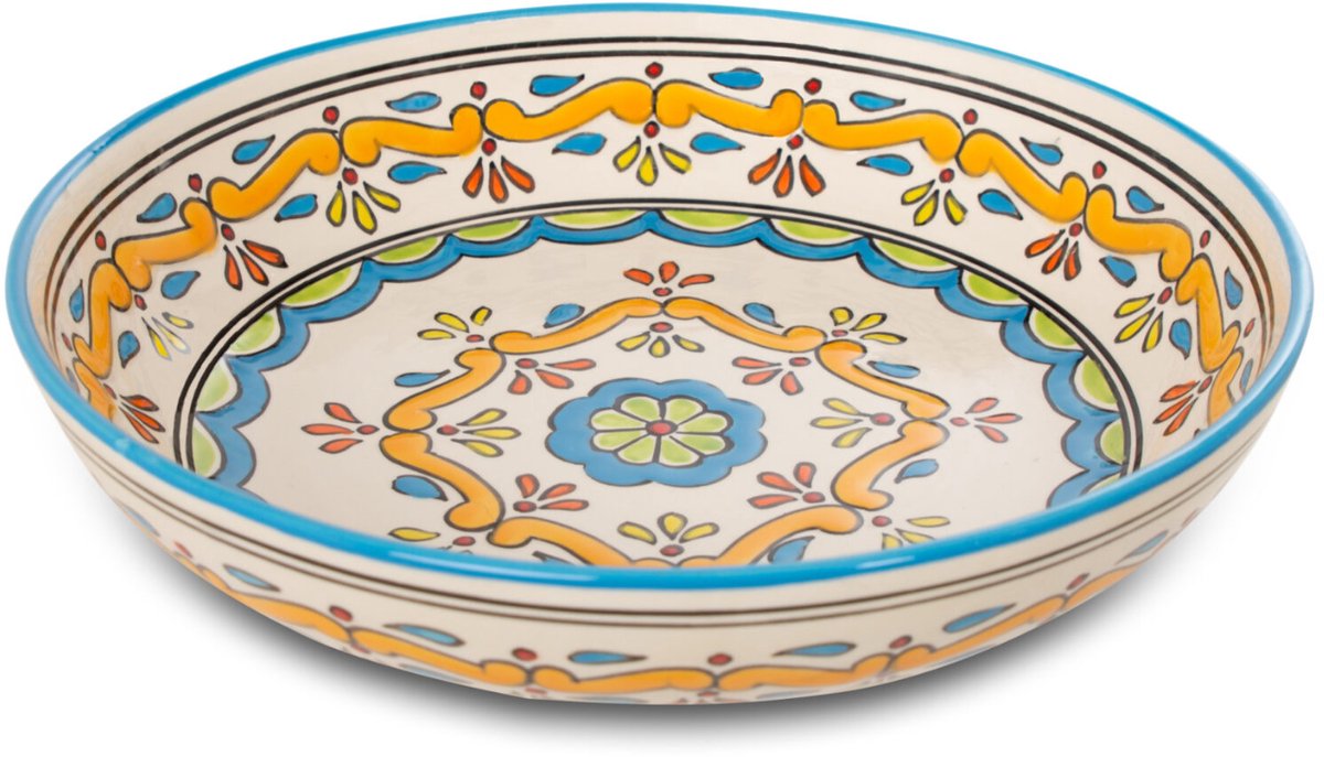 Dishes & Deco Schaal - Jatte Nour Blauw - Handbeschilderd Keramiek - ø 30 cm