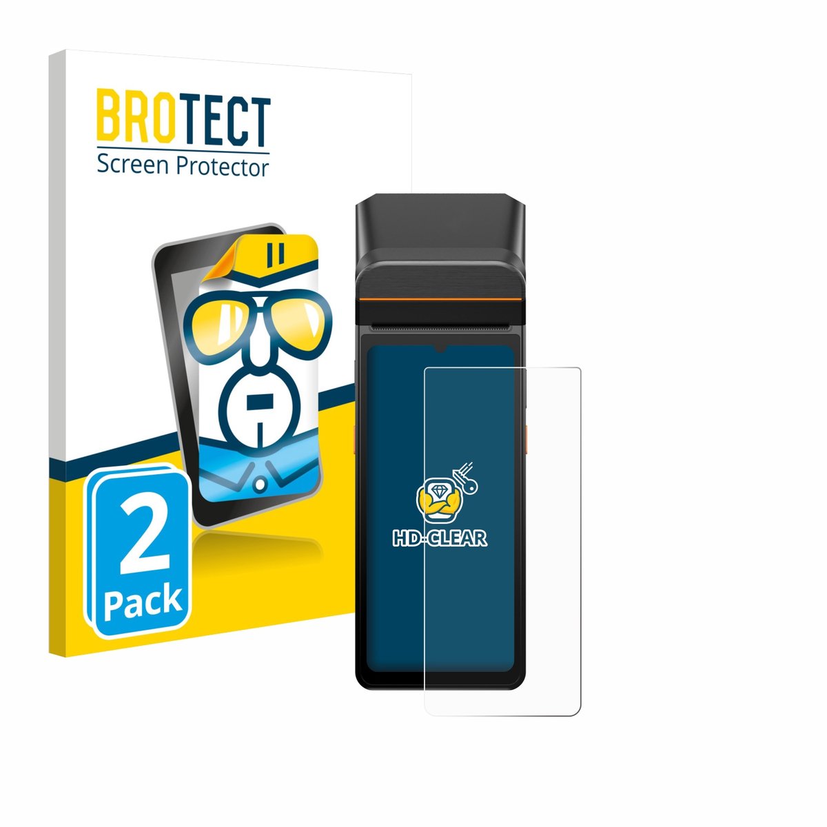BROTECT - Screenprotector voor Sunmi V3 A13 - Folie Beschermfolie transparant 2 Stuks