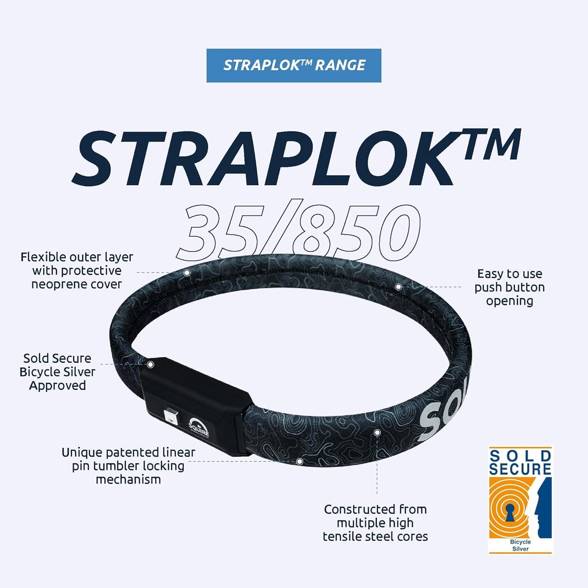 Sterk en Lichtgewicht Fietslot met Staalkernen - 85 cm - Inclusief 2 Sleutels