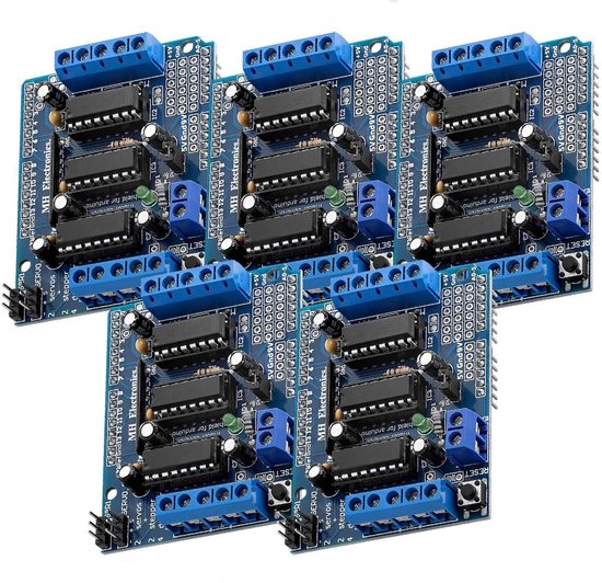 Motor Driver Shield Red Color 5x Motor Driver Shield voor Arduino: 4 Kanaals DC & Stappenmotor ...
