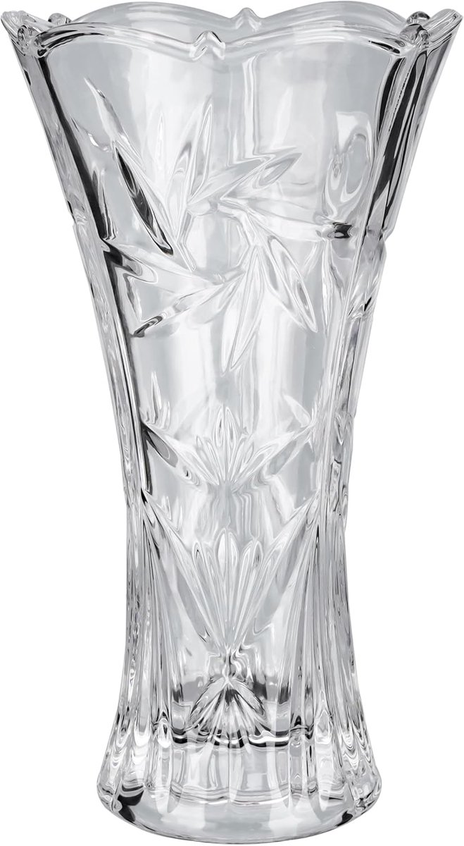 Famanu Kristallen Doorzichtige Glazen Vaas - 23 -5 cm - Moderne Decoratieve Bloemen Pot voor Huis - Woonkamer - Kantoor & Bruiloft Kopstukken of Geschenk Transparant