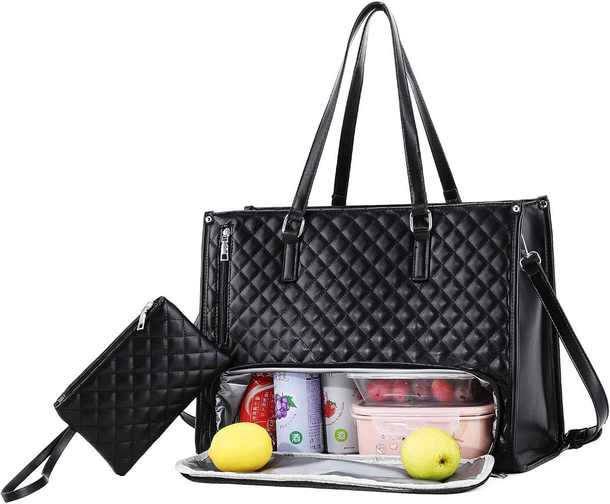 Grote 2-in-1 Laptoptas en Lunchtas voor Dames - Lekvrij & Geïsoleerd Compartiment