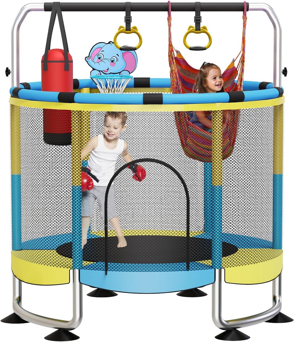 Ronde Trampoline voor Kinderen - Blauw Outdoor Speelgoed