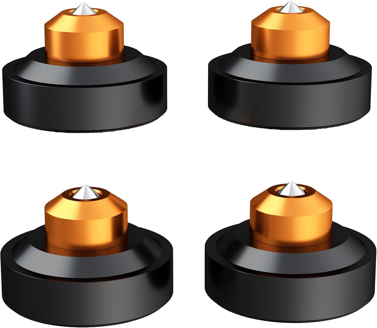 4x Hifi Luidspreker Spikes / Isolatievoeten met Onderzetters - Schokabsorberend & In Hoogte Verstelbaar