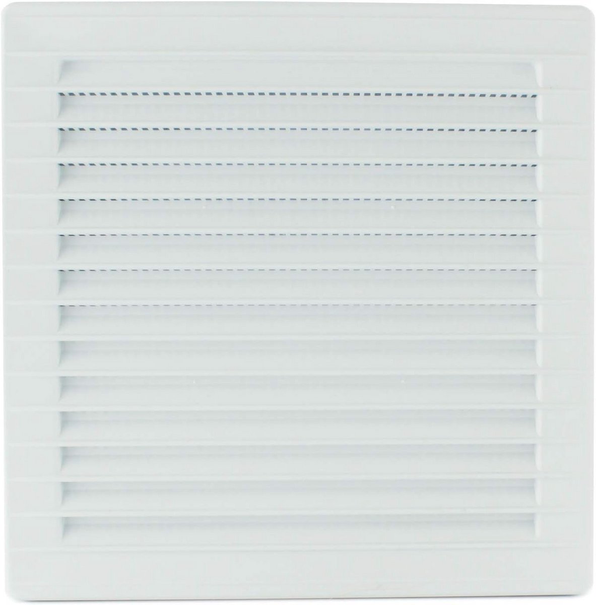Ventilatierooster met insectenhor en lamellen 140x140 mm wit