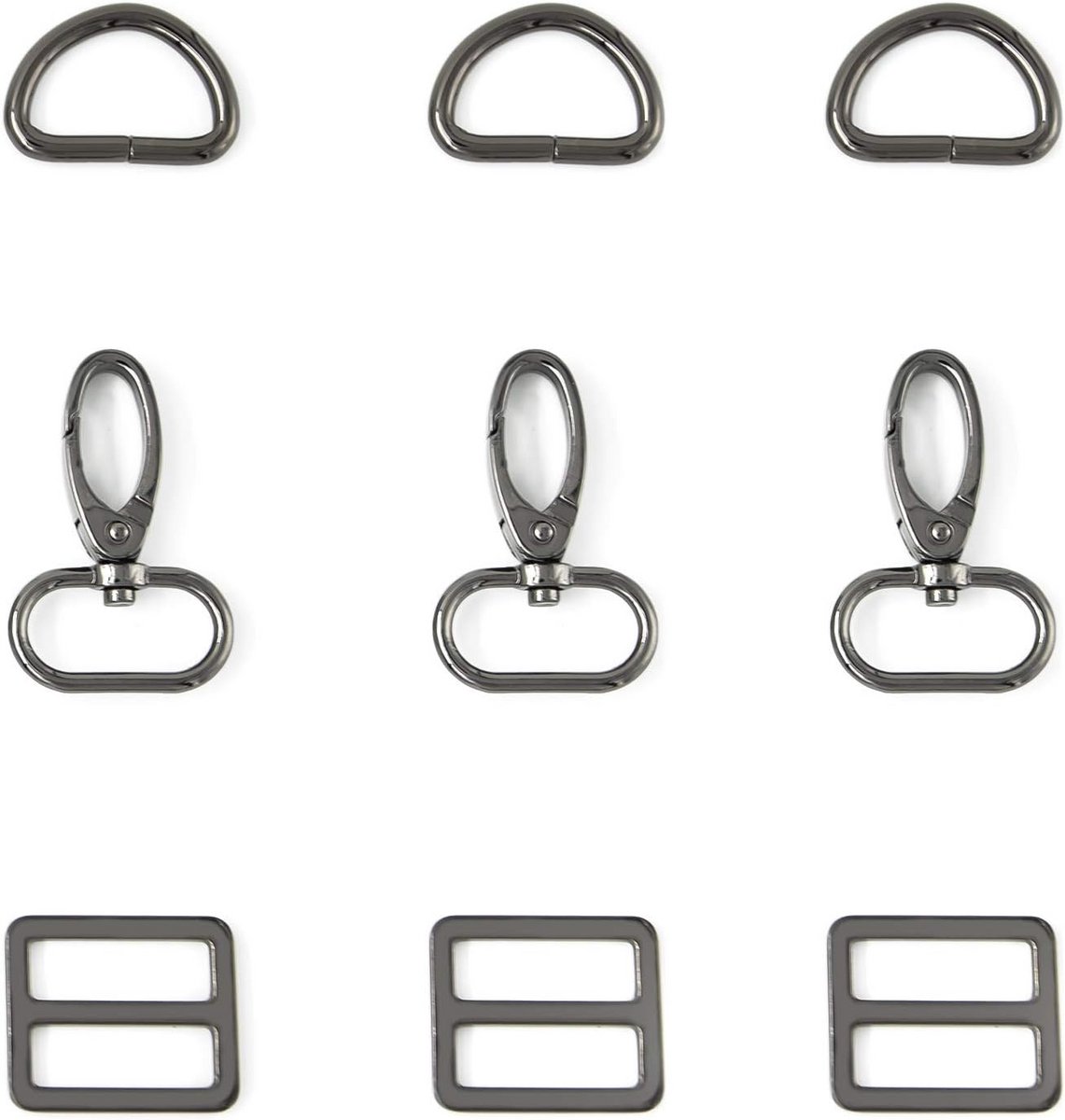 20 Stuks Metalen Karabijnhaken Set met D-Ringen en Schuifgespen voor Tassen en Handwerk