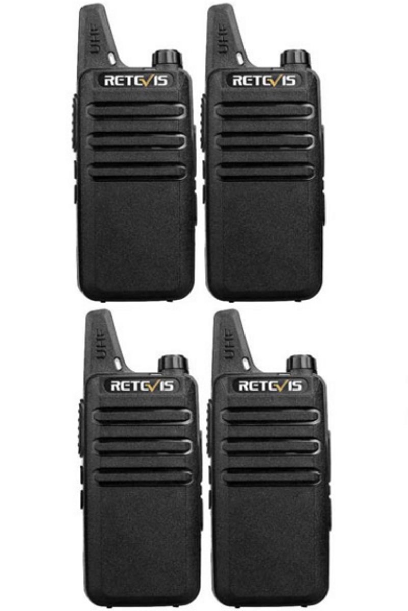 Set van 4 Retevis RT622 vergunning vrije UHF mini portofoons PMR446