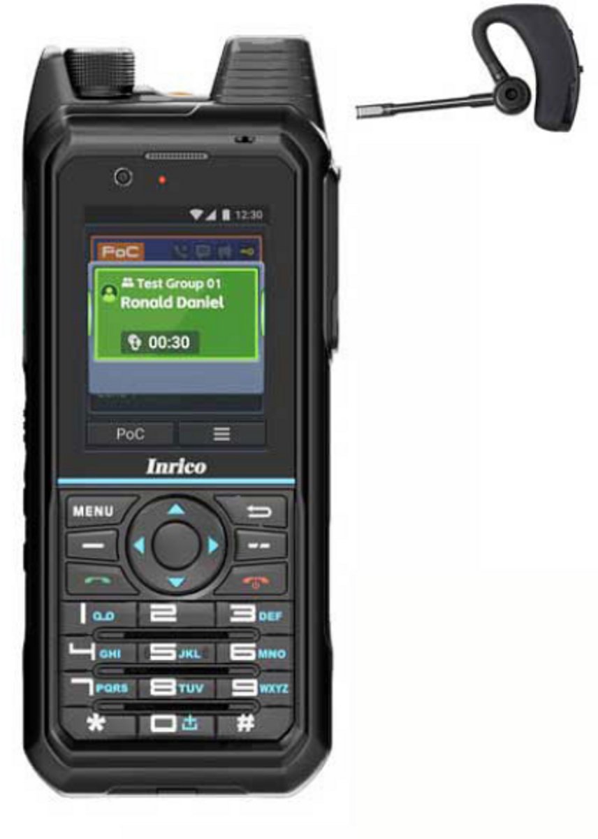 Inrico T330 4G LTE Zello Smart Portofoon IP68 met Bluetooth oortje