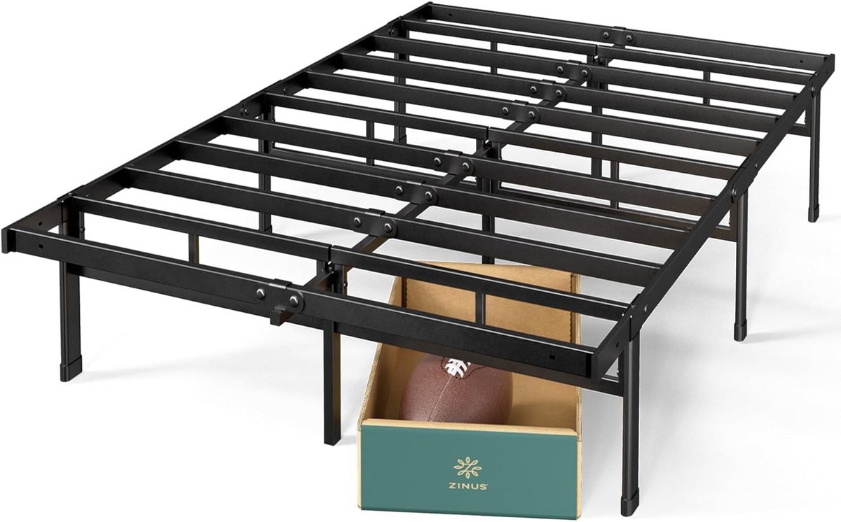 Metalen Bedframe met Opbergruimte 160x190 cm Zwart Platformbed