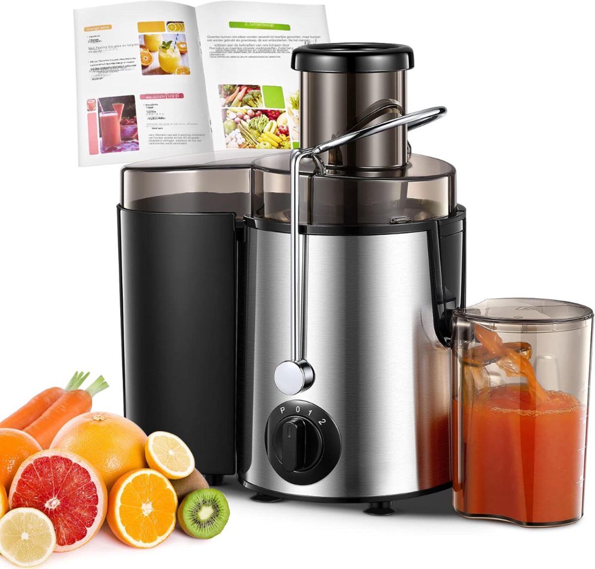 Florixa® Sapcentrifuges groenten en fruit - Sapcentrifuges - Slowjuicer - Zilver - 19cm x 31cm x 30cm