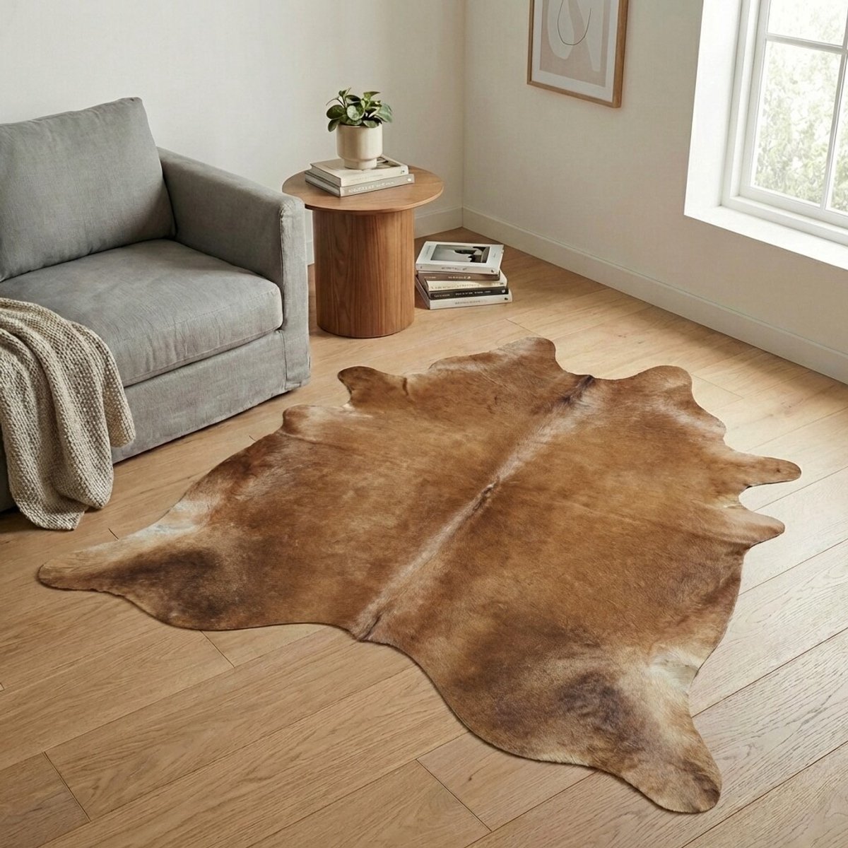 Koeienhuid Vloerkleed - Bruin-wit - 208 x 195 cm - Koeienkleed / Koeienvel / Dierenvel / Dierenhuid / Koehuid Tapijt