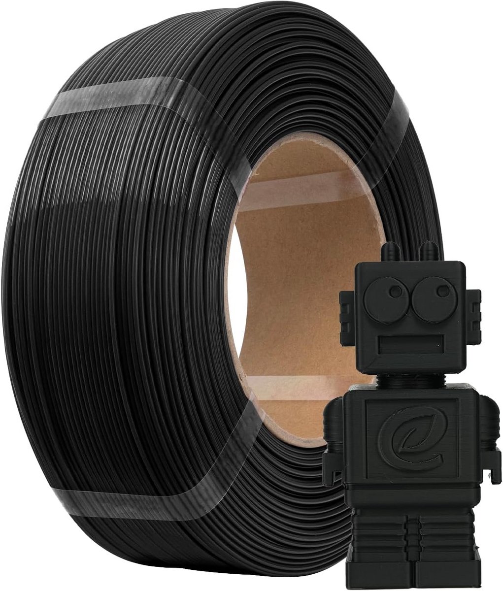 eSUN PLA Refill Filament 1.75mm, Spoolless 3D Printing Filament Size Accuracy +/- 0.05mm, 1KG Spool (2.2 LBS) Fast PLA Filament for High Speed Printers (Black, 1kg)