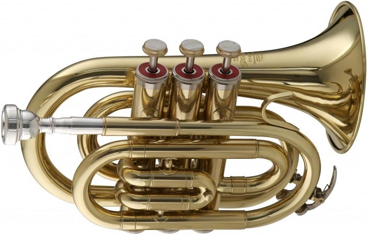 Bb Pocket Trompet in B-stemming met Koffer - Compact Muziekinstrument