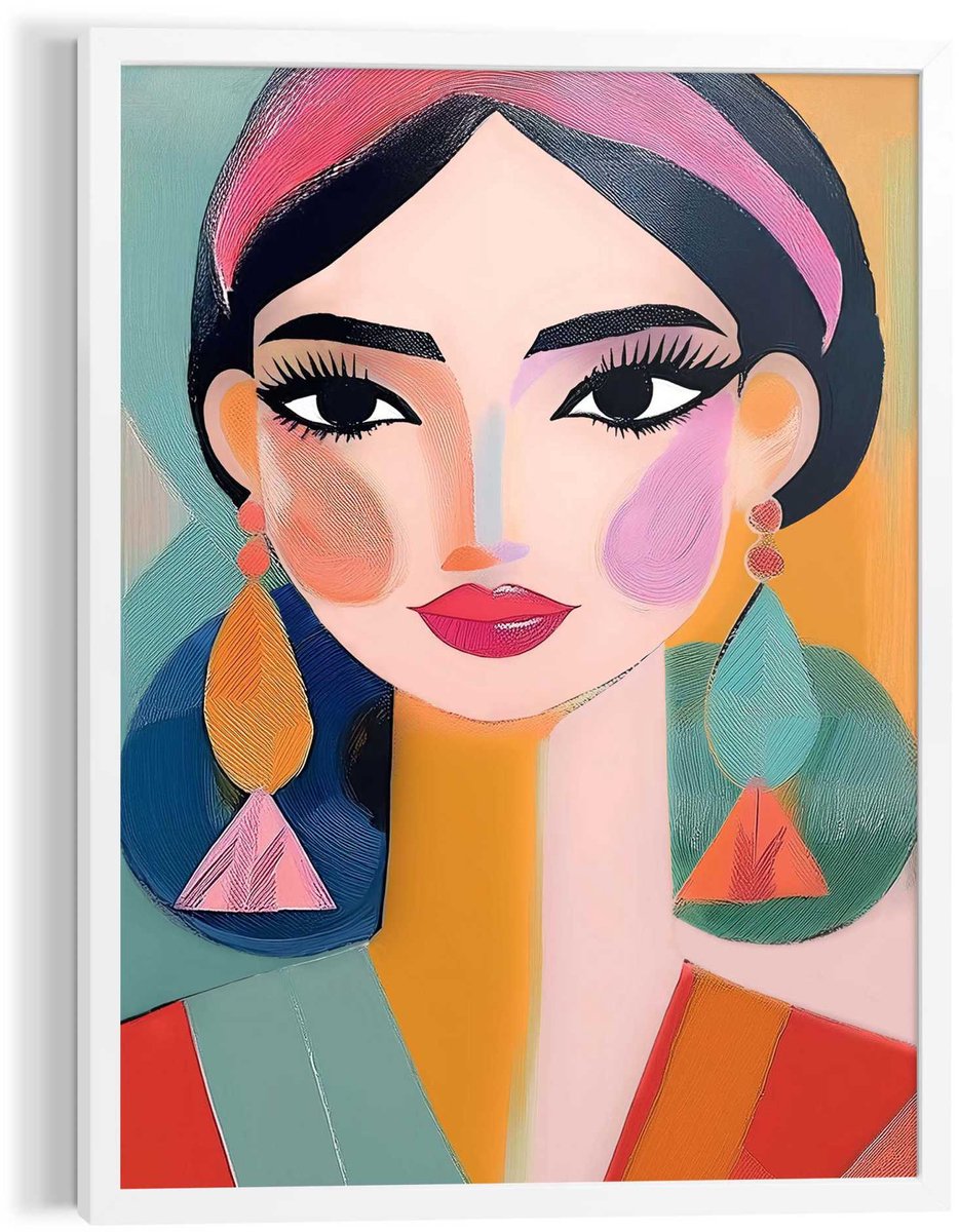 Schilderij Vrouw in kleur - 70 x 50 - Hout - REINDERS
