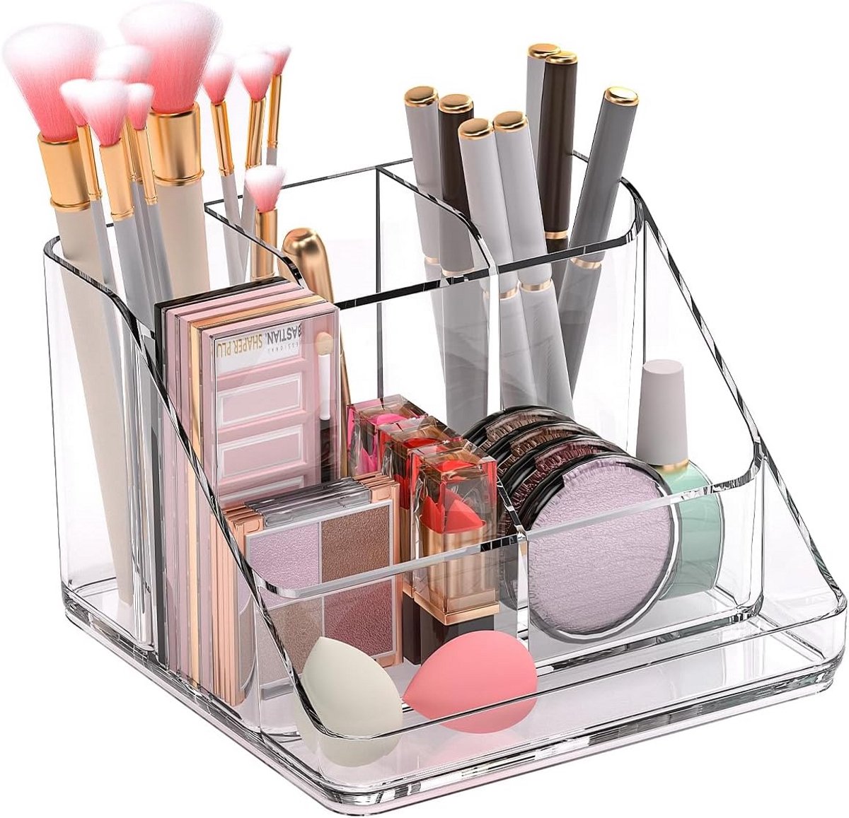 Cosmetische organizer met 6 secties - transparante opbergdoos voor make-up en sieraden