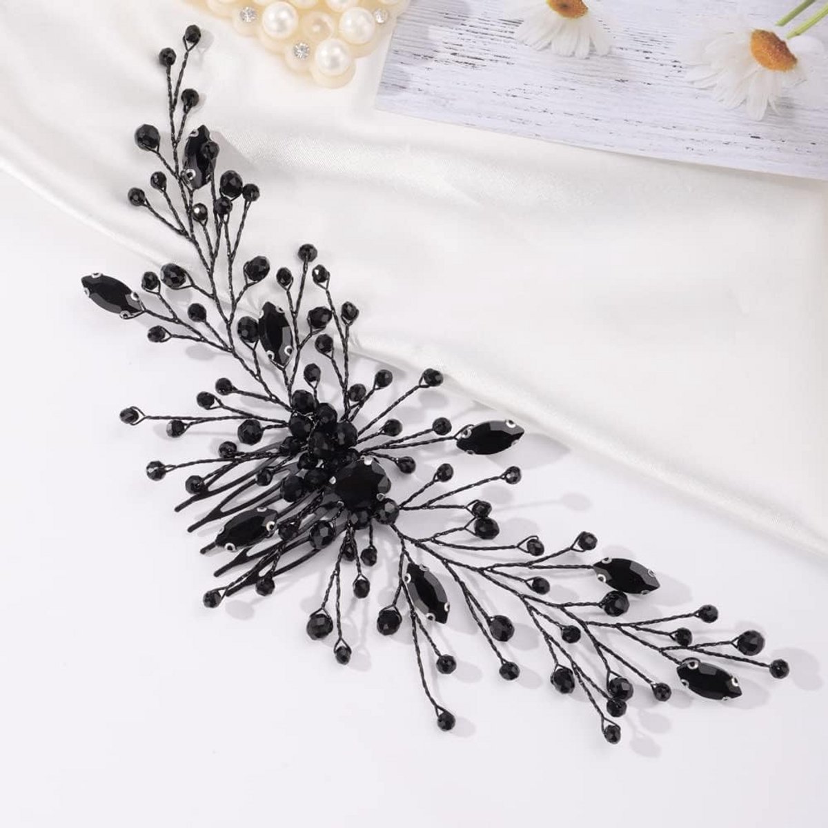Zijhaarkam met strass voor speciale gelegenheden - 22 cm