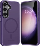 Coque adaptée pour Samsung Galaxy S24 Plus - Compatible avec MagSafe - Coque de protection mate - Coque arrière avec aimant - Convient pour le chargement sans fil avec Ring magnétique - Violet