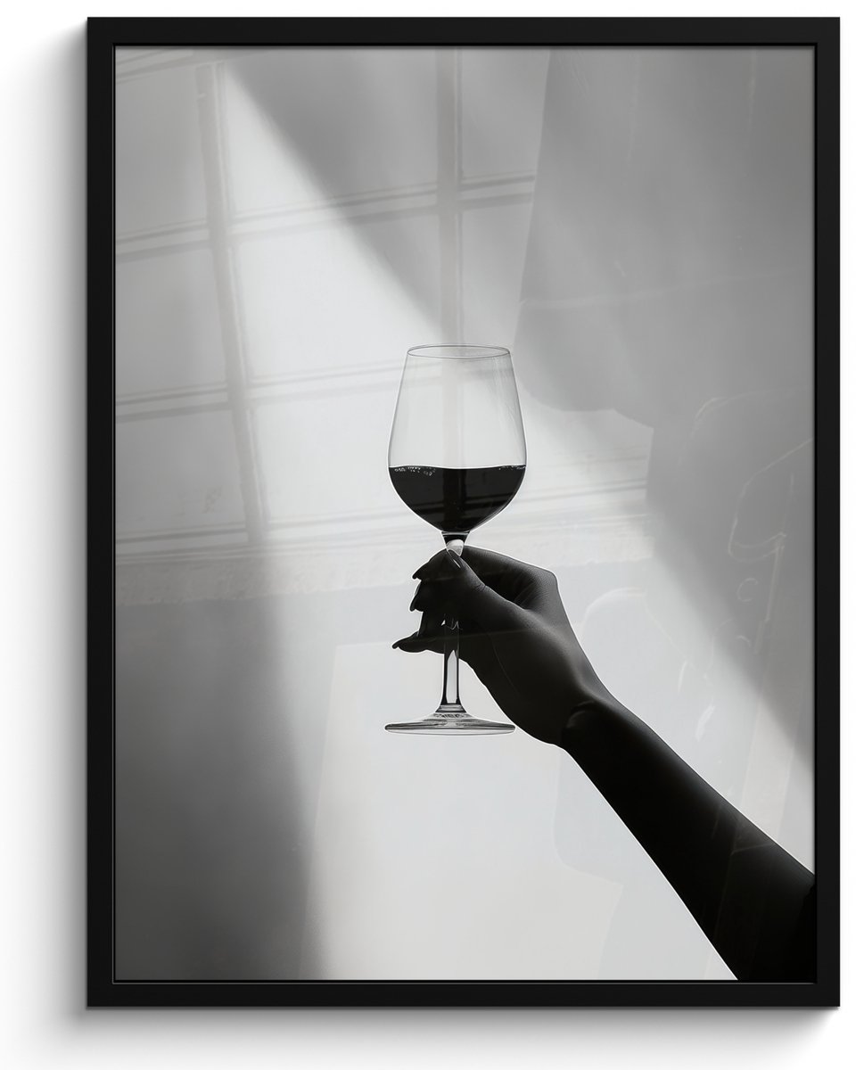 FrameYourWall Fotolijst inclusief poster - Posterlijst 50x70 cm - Posters - Lichtinval - Wijn - Rood - Glas - Foto in lijst - Keuken decoratie muur - Wanddecoratie accessoires - Muurdecoratie - Schilderijen