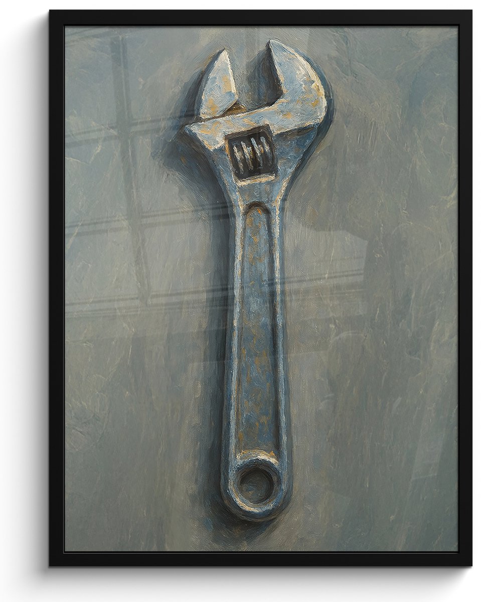FrameYourWall Poster in lijst - Fotolijst 50x70 cm - Posters - Moersleutel - Gereedschap - Verf - Posterlijst zwart - Decoratie - Wanddecoratie woonkamer - Muurdecoratie slaapkamer