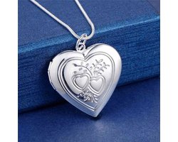Ketting met hanger Hart foto frame 925 sterling zilver. (LN 069)