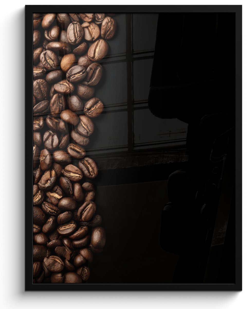 FrameYourWall Poster in lijst - Fotolijst 50x70 cm - Posters - Koffiebonen - Zwart - Eenvoudig - Posterlijst zwart - Decoratie - Wanddecoratie woonkamer - Muurdecoratie slaapkamer Koffie - Bonen