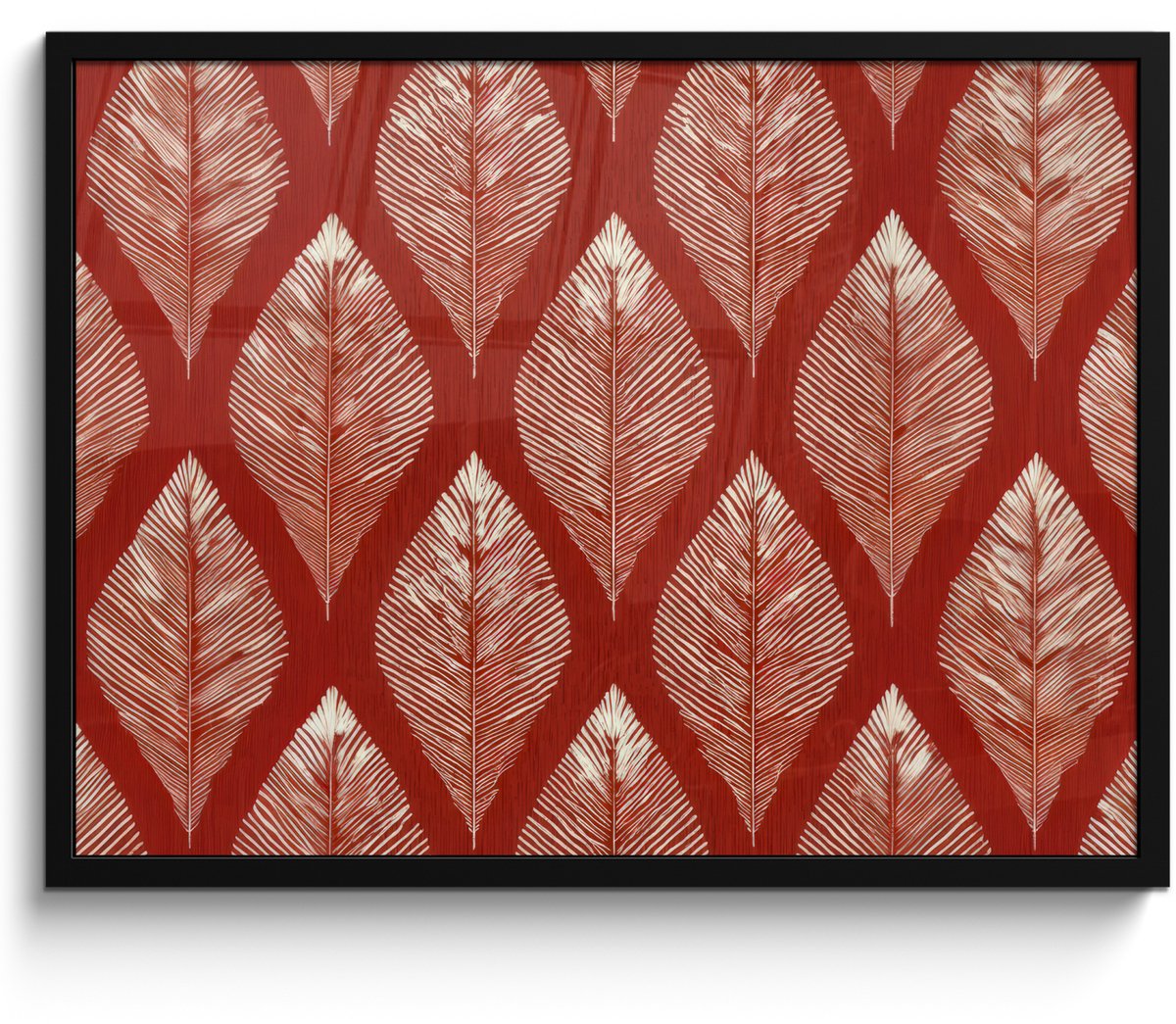FrameYourWall Poster in lijst - Fotolijst 70x50 cm - Posters - Bladeren - Rood - Elegant - Posterlijst zwart - Decoratie - Wanddecoratie woonkamer - Muurdecoratie slaapkamer Multicolor