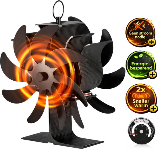 Ecofan 812EUKBX Heat Powered Wood Stove Fan Nikkel, Meertalig