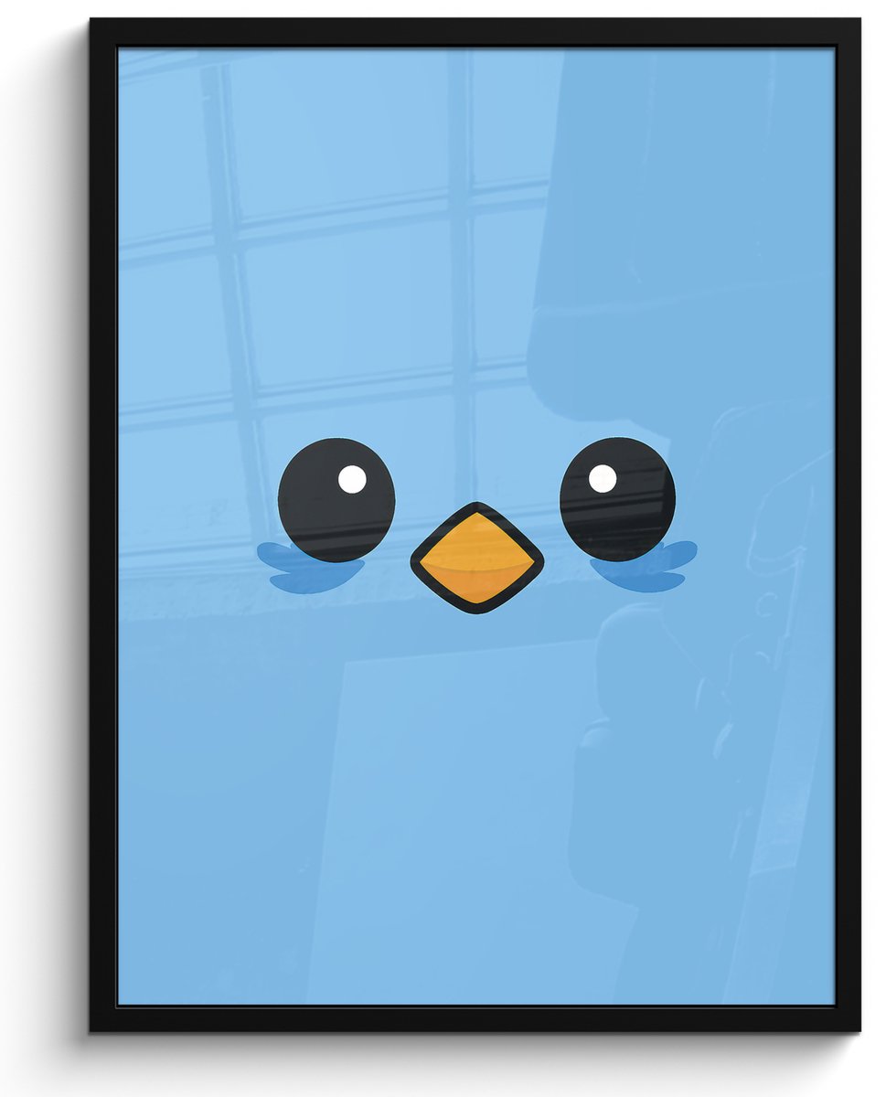 FrameYourWall Poster in lijst - Fotolijst 50x70 cm - Posters - Vogel - Blauw - Eenvoudig - Posterlijst zwart - Decoratie - Wanddecoratie woonkamer - Muurdecoratie slaapkamer