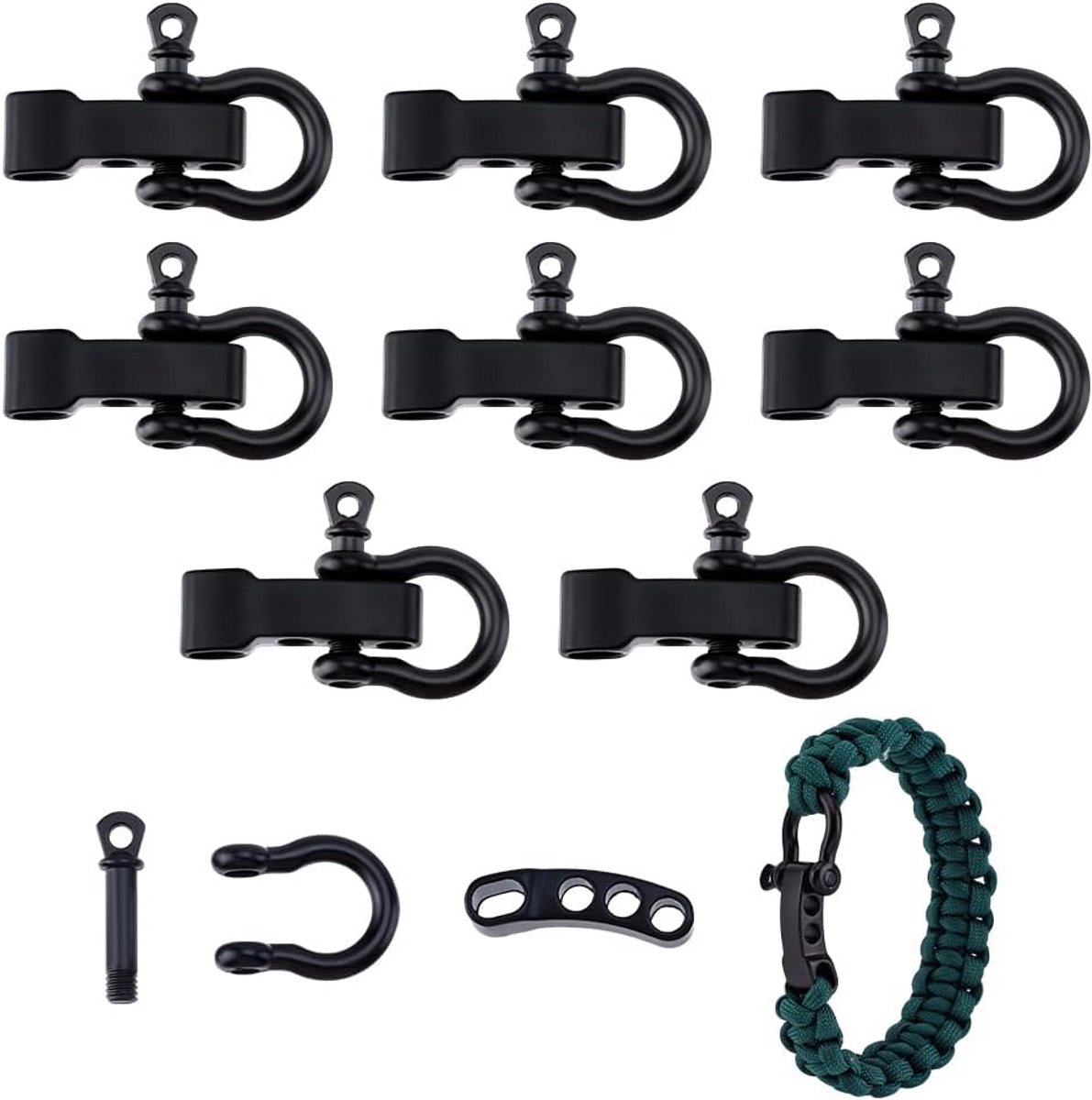 10 Set Verstelbare Zwarte Schroefpin Beugels voor Survival Armbanden en Sieraden Maken