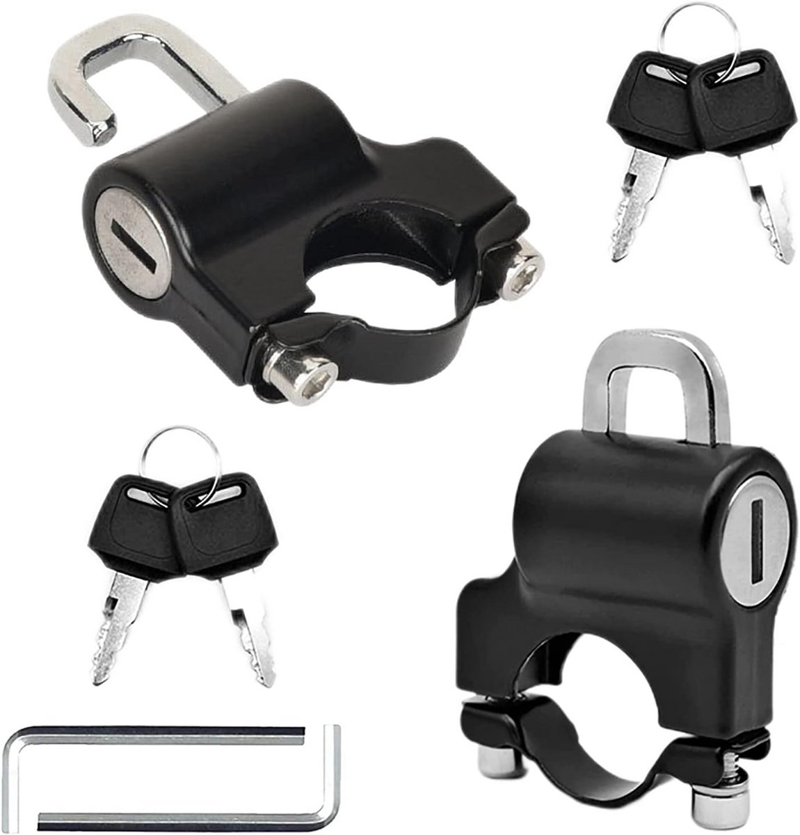 Universele Motorhelm Slot Set voor 22-28mm Stuur - 2 Stuks Zwart